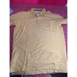 Nautica Polo Shirt Mens Medium True Deck Short Sleeve Yellow Classic Sailing V1